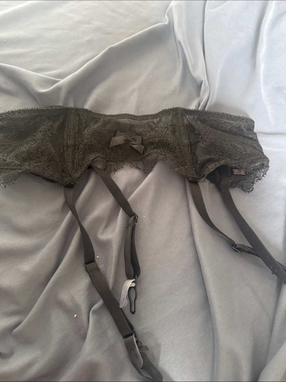 Victoria's Secret Black Lace Garter Belt with Bow